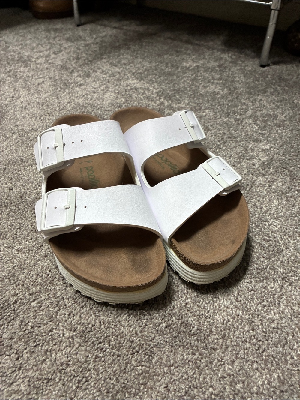 Papillio Birkenstock White Two-Strap Platform Sandals